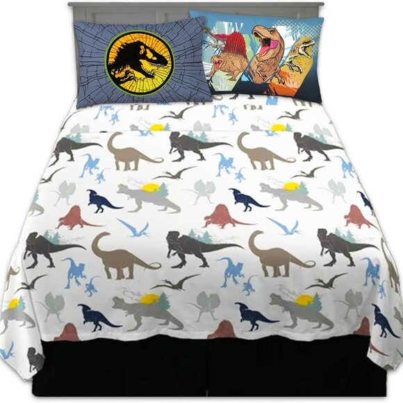 Universal Jurassic World Full 4 Piece Sheet Set Dinosaur Prowl Brand New Package - Picture 1 of 5